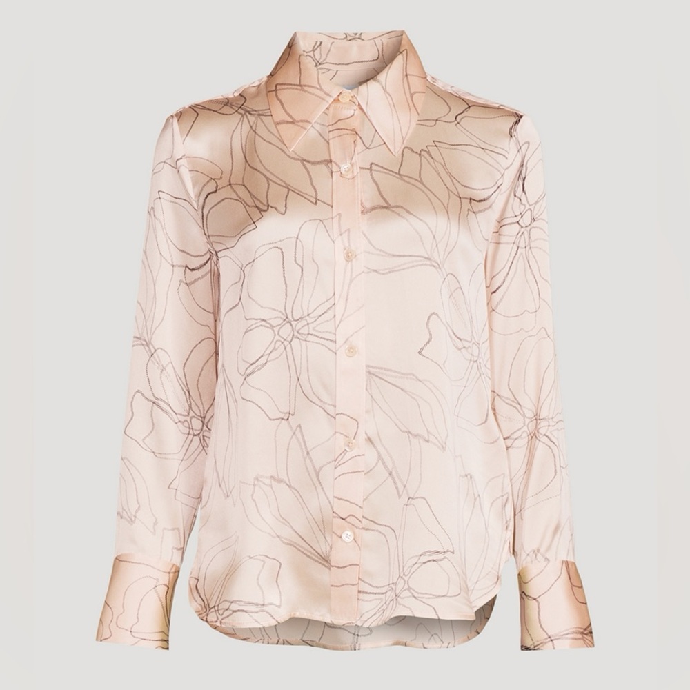 Equipment Blush Floral Button Down 100% Silk Shirt
